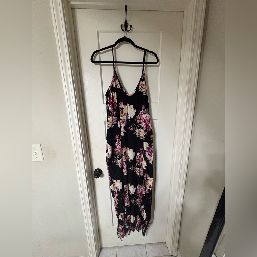 Pinkblush Floral V-Neck Jumpsuit - Black with Pink Floral